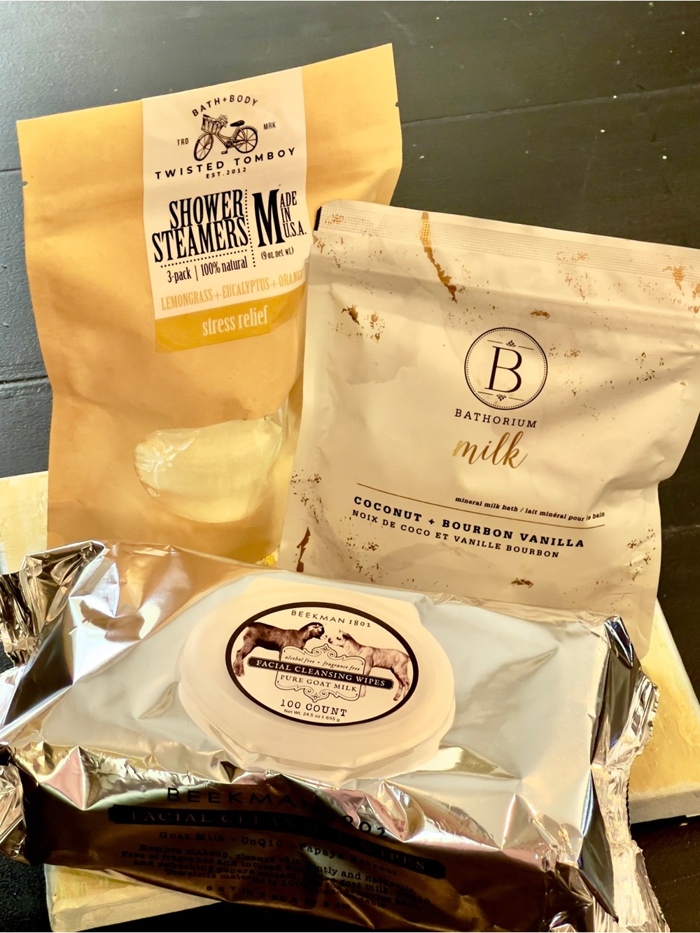 Beekman Bathorium Milk Coconut + Bourbon Vanilla Bath Soak & Shower Steamers Set